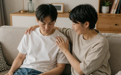 Couple communicating through a bipolar episode with compassion and patience